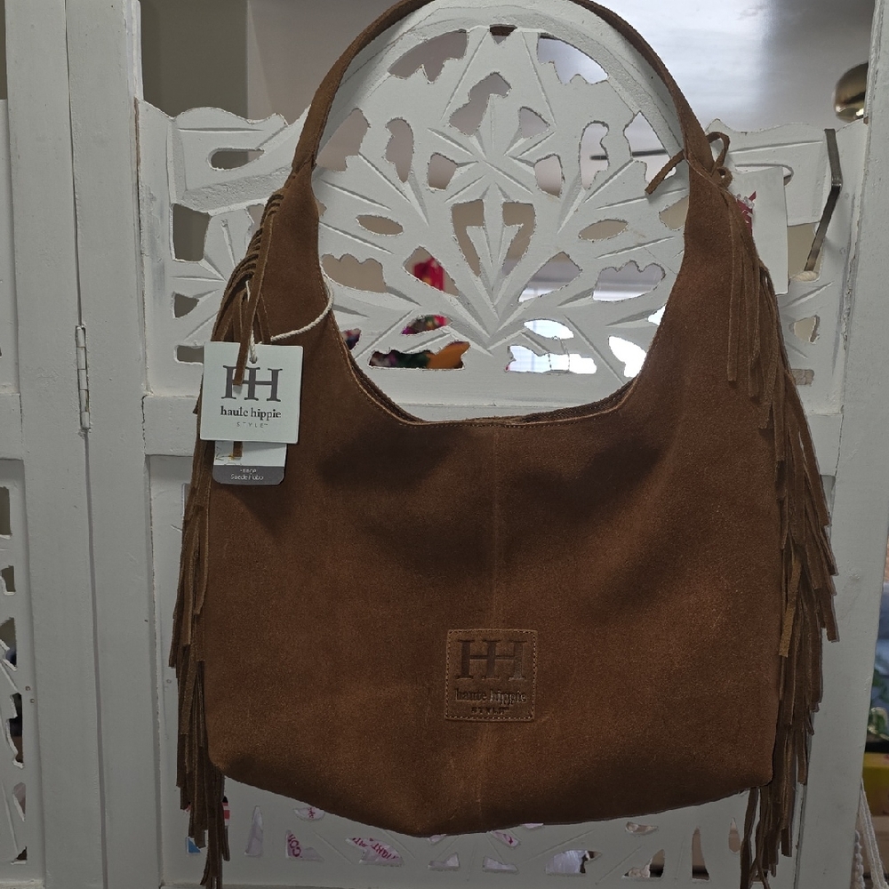 Haute Hippie Tan Suede Fringe Hobo Bag